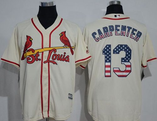Cardinals #13 Matt Carpenter Cream USA Flag Fashion Stitched MLB Jersey - Click Image to Close
